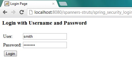 Login page showing username and password fields