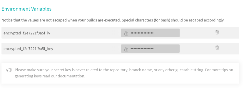 Travis CI managing encryption keys