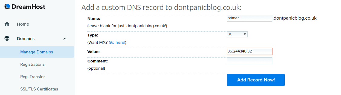 Dreamhost DNS