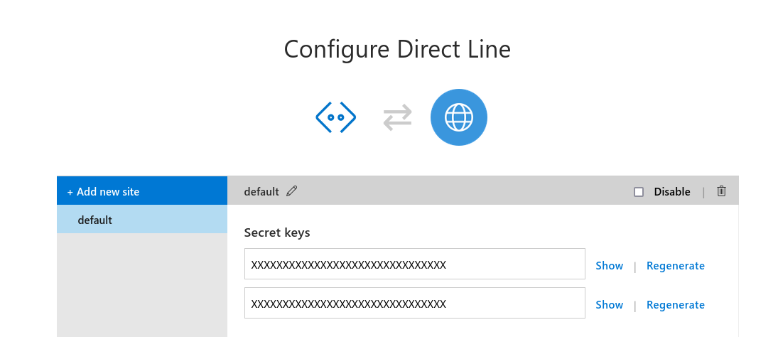 Azure Portal: Configure Direct Line channel