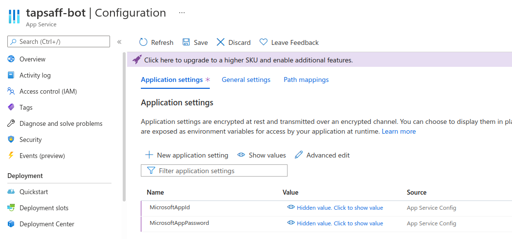 Azure App Service: Configuration