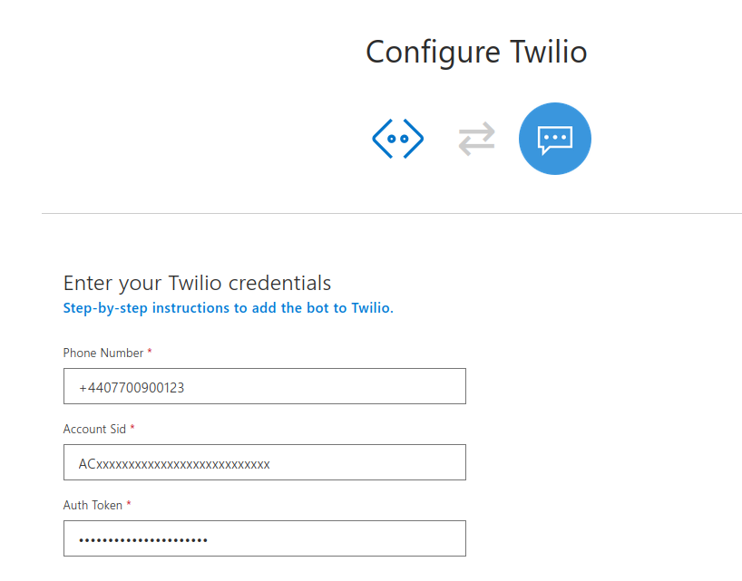 Azure Twilio Channel credentials